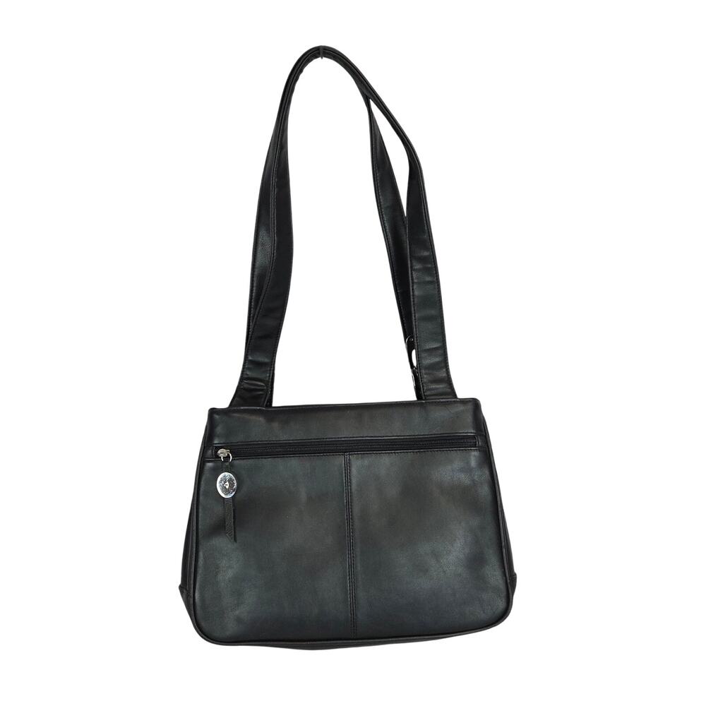 Vintage Aurielle Black Leather Dual Strap Shoulder Bag Purse Timeless Capsule